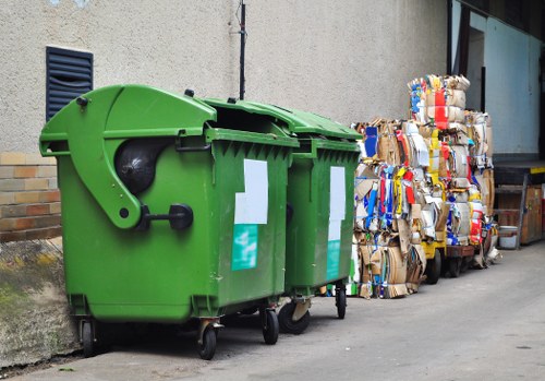 Professional rubbish clearance team at work